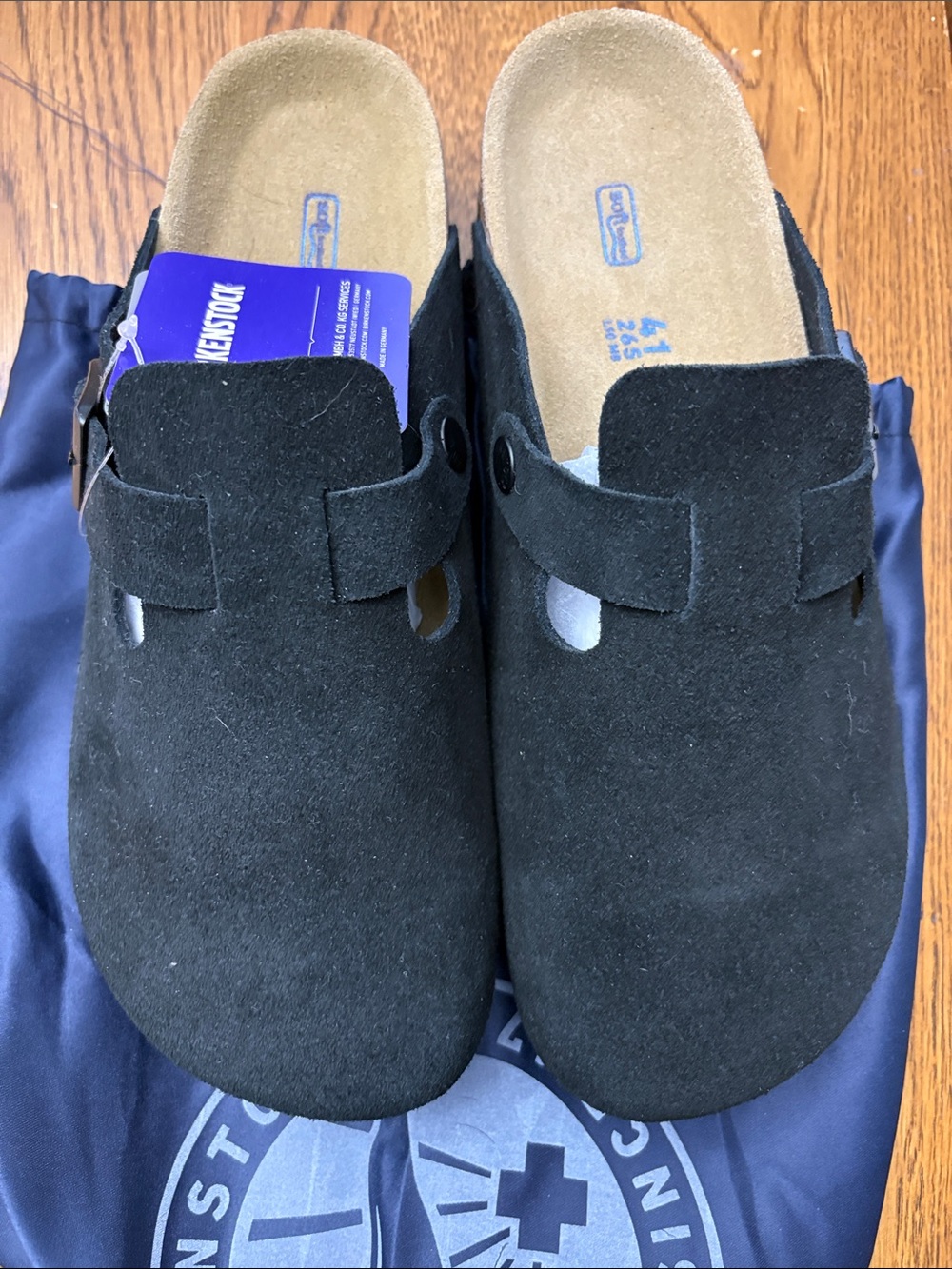 Birkenstock Black Suede Boston Clog Slip-On